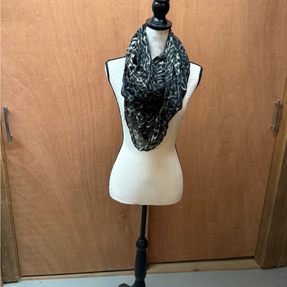 Ralph Lauren Black and Tan Animal Print Scarf